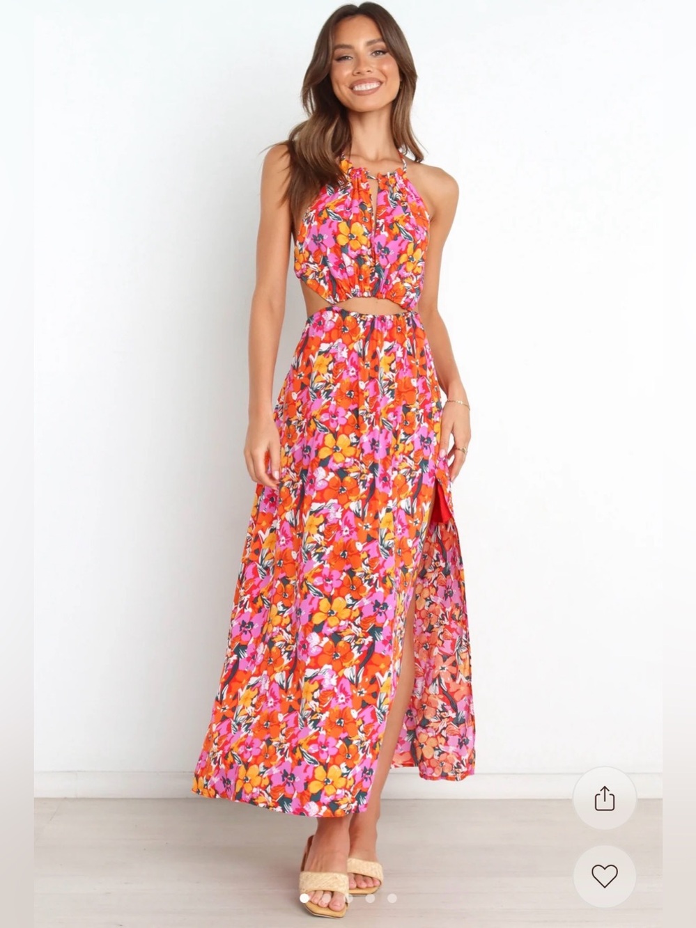 NWT Petal & Pup Senorita Dress Vibrant Floral Print Halter Neckline - size 2